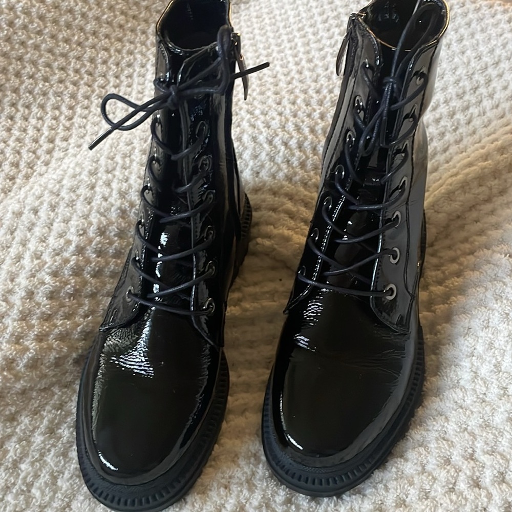 Black Leather Combat Boot - image 3